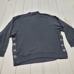 Allsaints Leti Freida oversized sweater pullover black snap side mock neck